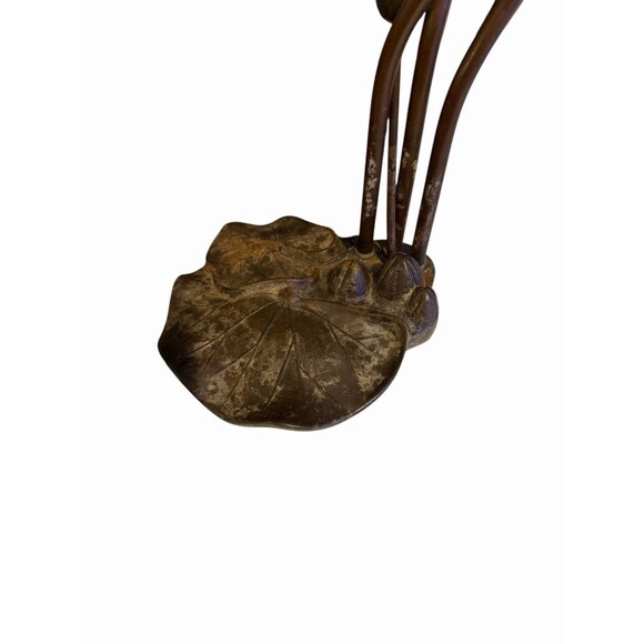 Vintage Tiffany Style Lily Pad Table Lamp, 3 Arm. No Shades.  Tested - Works - Picture 6 of 10